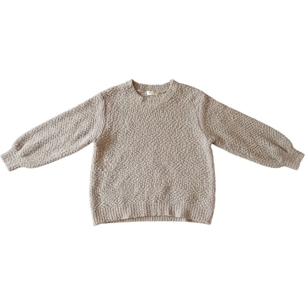 Cozy Fall Popcorn Knit Sweater Womens 2X Chunky Knit Taupe Balloon Sleeve Top
